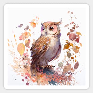 Owl Bird Portrait Animal Painting Wildlife Outdoors Adventure Magnet